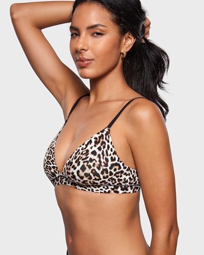 Image of INLYRIC Women's Inbarely Triangle Bralette Plunge Unlined Seamless Bra No Underwire Sexy Comfortable Everyday