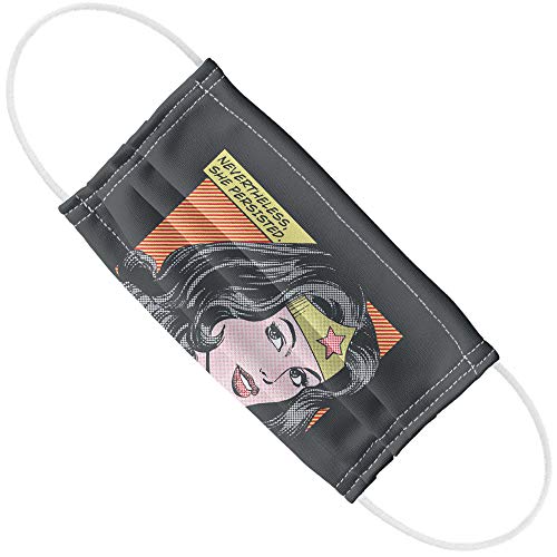 Wonder Woman She Persisted 1-Ply Reusable Face Mask Covering with Adjustable Nose Wire, Unisex