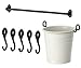 Ikea Steel Kitchen Organizer Set, 31-inch Rail, 5 Hooks, Flatware Caddy, Black, White