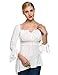 Wakrays Women Plus Size Off Shoulder 3/4 Sleeve Slim Long Tops Blouse Shirt White