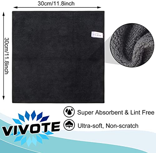 Vivote Microfiber Rag Absorbent Cleaning Cloth Kitchen Dish Cloth Streak Free Dish Rags Glass Cloths 12 Inchx12 Inch 20 Pack (Black) #TOP1