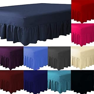 LAWRANCE CAPRINO Percale Extra Deep Fitted Valance Sheet (Double, Grey)