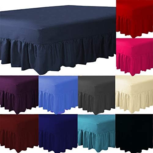 LAWRANCE CAPRINO Percale Plain Fitted Valance Sheet (Single, Teal)
