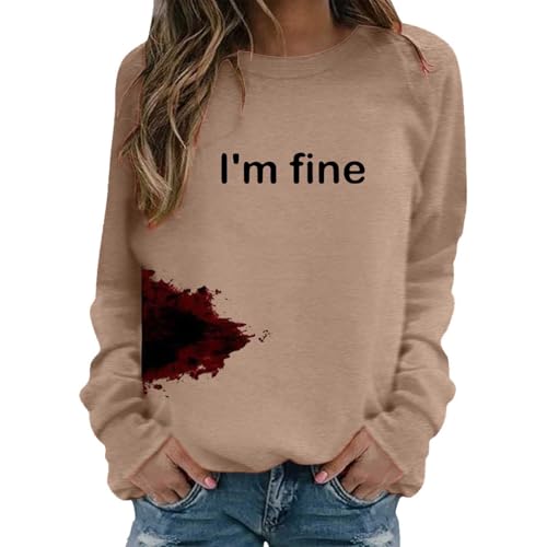 Generisch Sudadera de manga larga para fiesta de Halloween, informal, holgada, con estampado para hombres y mujeres, traje de otoño e invierno, chaqueta blanca con capucha para mujer, caqui, S