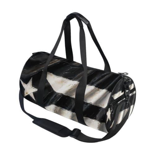 Bolsa de lona para viajes y deportes con bandera de Puerto Rico, diseño ligero unisex