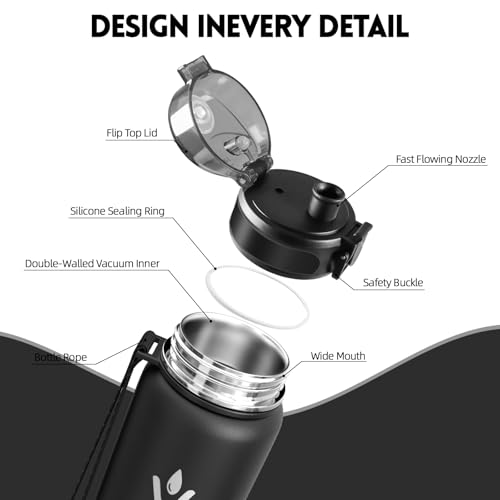 Borraccia Termica, 500ml Senza BPA, Bottiglia Termica, Isolamento a Doppia Parete, Borraccia Termica Bambini, Borraccia, Acciaio Inossidabile 18/8, Borraccia Acciaio Inox per Sport, Scuola, Ufficio - 3