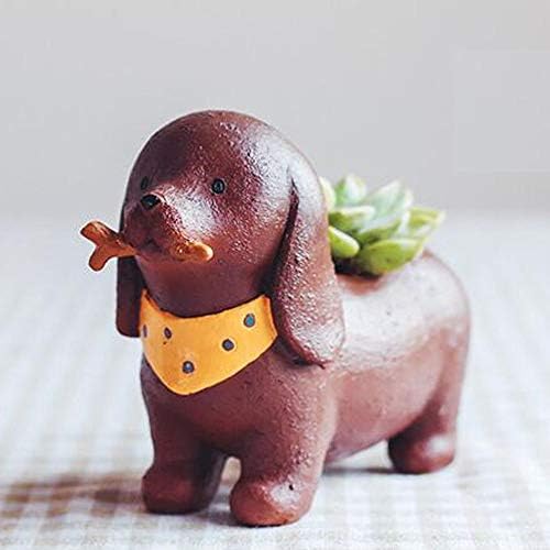HEHEN Cute Animal Shaped Creative Cartoon Home Decoration Succulent Flower Pots/Resin Plant Pot (Dachshund)