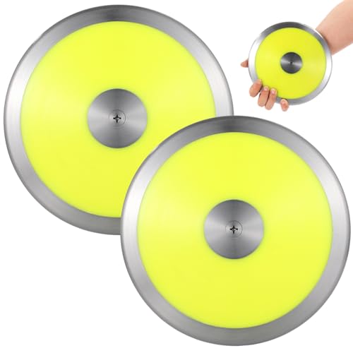 Tideme 2 Pcs 1.6 Kg Sports Training Discus, Track and Field Discus for High School Boys Girls, Reliable Nylon-Iron Built, Easy-to-Grip Anti-Slip Polished Finish, Sports Practice Discus (Yellow) by Tideme - Used condition - Image 2