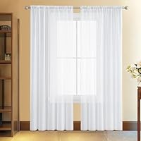Rideau Voilage 70 X 135 Cm – Blanc, Transparent, Filtre Lumière – Pour Salon, Chambre, Balcon (œillets, Facile à Installer)