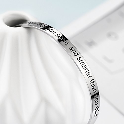 Sterling Silver Personalized Engraved Messages Cuff Bangle Bracelet Inspirational Jewelry Gifts for Women4