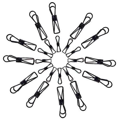 Anller Paquete de 24 pinzas para ropa, pinzas para ropa, bolsas de aperitivos, toallero, imágenes, oficina, 2 tamaños, negro Cover