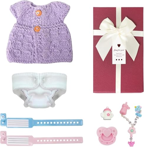 MYREBABY 7 Inch Reborn Baby Dolls Clothes - Newborn Baby Doll Matching Outfit Accessories Gift Set-C