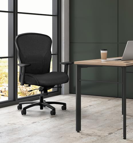 Image of HON Wave Big and Tall Ergonomic Mesh Office Chair with Adjustable Arms and Lumbar Support, Heavy‑Duty Tilt Recline and Swivel Wheels, Desk and Computer Chair for Home Office, 450 lb. Capacity, Black