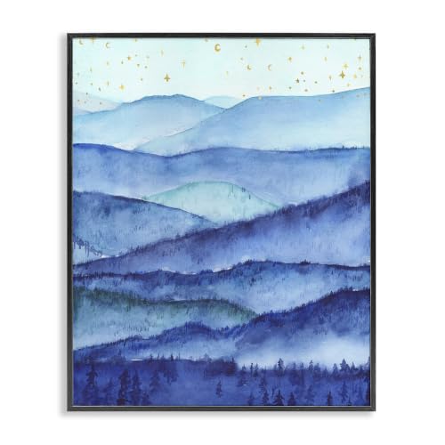 Blue Mountains and Trees Landscape, 11 x 14 Inch Framed Giclée Print