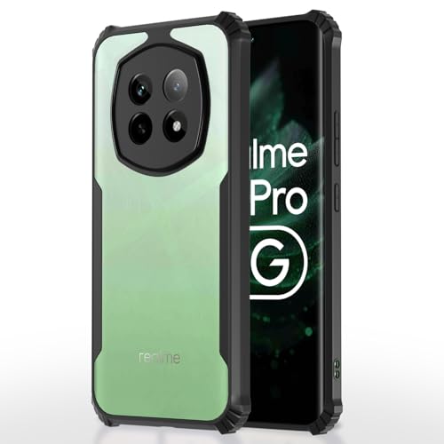 Image of Pikkme Crystal Clear Transparent Back Cover | Ultra Hyrbid | Full Camera Protection | Raised Edge | Bumper Case for Realme P2 Pro 5G (Black)