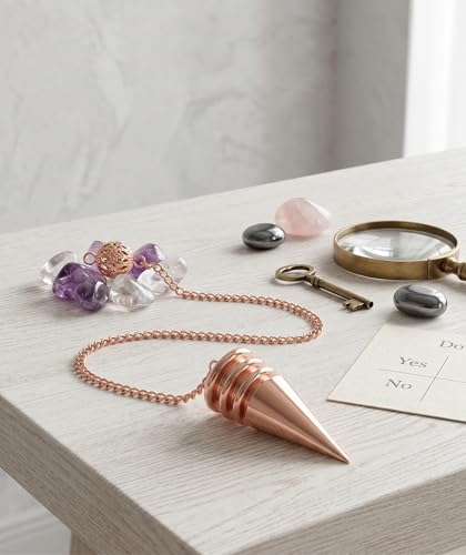 Image of 3 Ring Openable Long Cone Copper Pendulum for Reiki Healing, Dowsing & Chakra Balancing - Divination & Meditation Tool