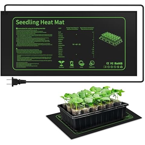 GOXAWEE Seedling Heat Mat, 10" x 20.75" Warm Hydroponic Heating Pad for Germination, Indoor Gardening, Greenhouse Cover