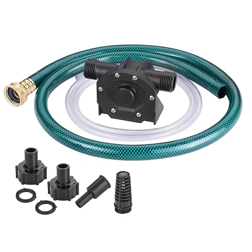 Image of TRUPOW 750GPH Drill Powered Self-Priming Mini Hand Water Transfer Drill Pump Kit with Water Hose & Oil Hose, Filter for Home Water Oil Fluid Transfer