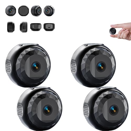 Mini Wireless WiFi 1080p Hd,Mini Security Camera, with Audio/Video,Night Vision Cam for Home Office Car,Small WiFi (4PCS)