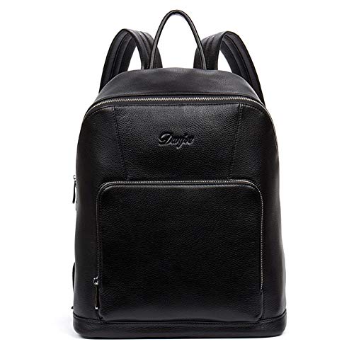 Business Laptoptasche,Herren Laptop Rucksack Echtes Leder Business Reisetasche Extra Kapazität Wasserdichter Rucksack Work Black