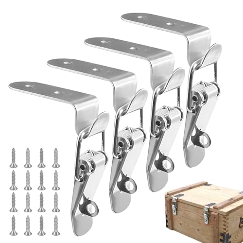 JRYXDS 4 Pièces Fermeture À Levier À Pression, Fermoir À Bascule En Acier Inoxydable, Loquet À Bascule À 90 Degrés, Verrous À Tension Loquet À Ressort Pour Valises, Boîtes, Armoires, Tiroir