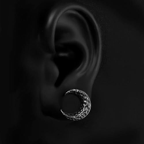 Miniatura 4 de LADEMAYH 2Pcs Hypoallergenic Stainless Steel Saddle Gauge Earrings Ear Plugs Gauges for Ears, Size 0g - 1 inch Ear Tunnels, Meteorite Design Ear