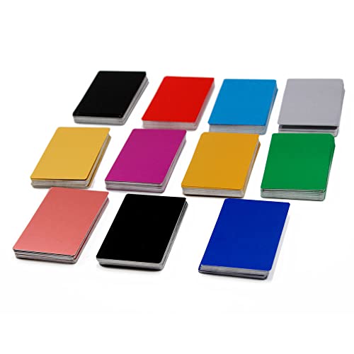 50 Pack Metal Business Cards Blanks Aluminum Sheet Blank Engraving Metal Tags Materials For Cnc Engraver Laser Engraving Diy Gift Cards (Light Blue) #TOP3