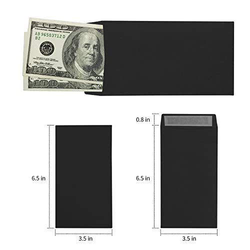 Granhoolm 50 Pack Large Cash Envelopes 3.5 X 6.5 Inch,Money Envelopes For Cash,Coin Envelopes For Savings Plan,Coin,Seed,Credit Card,Check And Small Items(Black) #TOP1