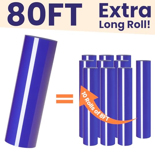 Image of HTVRONT Heat Transfer Vinyl Roll - 12 inch x 80ft Royal Blue HTV Vinyl for T Shirts, Blue Iron on Vinyl Compatible with Cricut Cutting Machine, Easy to Cut & Weed for Craft Design (Royal Blue)