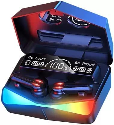 M28 Wireless Bluetooth Earbuds with Touch Control and Dual LED Charging Display, 180H Playtime Headphones with Noise Cancellation Low Latency Gaming TWS (Black, 1 Pair)