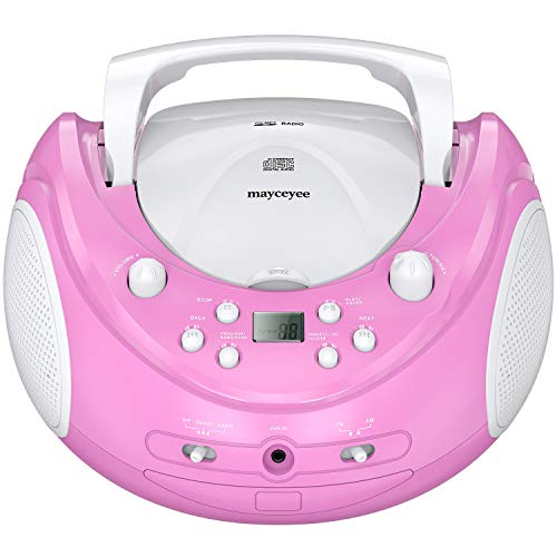 Mayceyee Portable Stereo CD Player with AM/FM Radio and Aux Line-in, Playback CDs