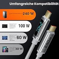 toocki 240W USB C Kabel 1M 2 Stück PD3.1 Schnellladekabel with LED Display – Ansicht 8