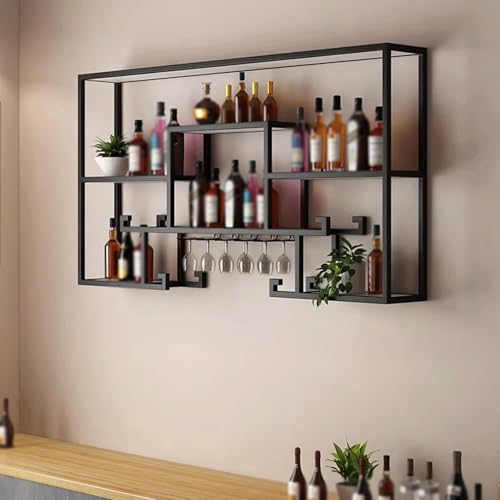 Soporte para botellas de vino de metal montado en pared dorado miniatura 3