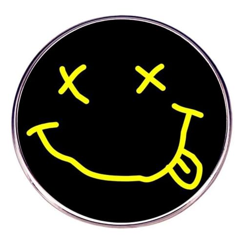 Distrigeek pin's Nirvana Logo Emoji, Groupe Rock, métal, Badge Broche, Rond, Noir, pour Homme Femme