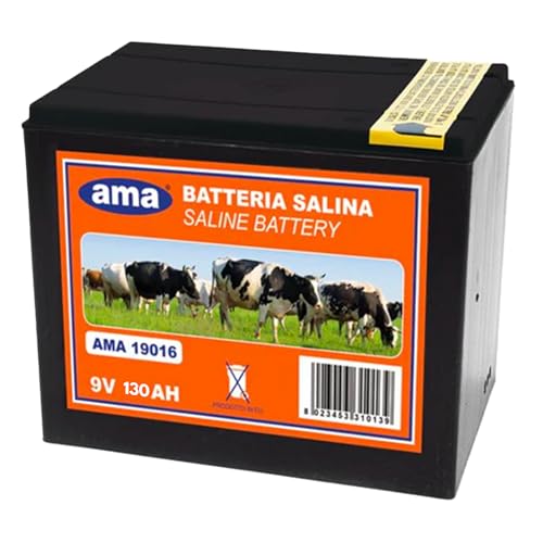 Batterie de clôture électrique AMA 9 V : Électrificateur de clôture électrique 130 A, Dimensions 155x130 mm, Poids 3,9 kg