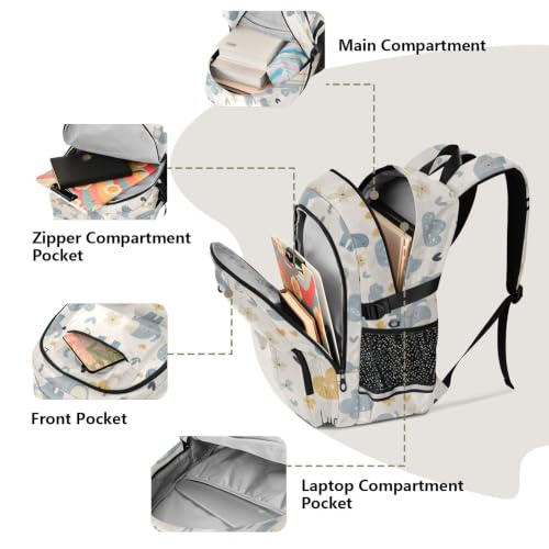 Mochila para laptop de 17.5 pulgadas de elefantes azules para adultos 5