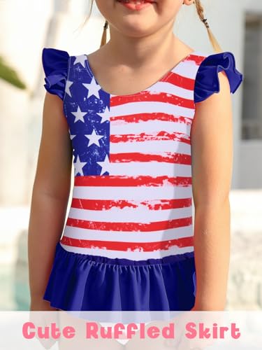 Image of Toddler Girls One Piece Ruffle Swimsuit Mermaid Bathing Suit 2-7Y | UPF 50+ quick-dry girls swimsuit,Cute flutter sleeves and ruffled hem,Mermaid Swimwear for pool,party,beach vacation.