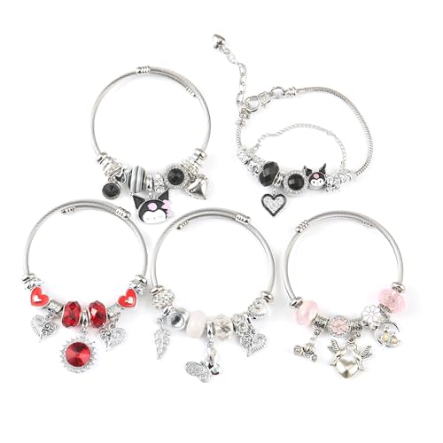 Weebee Charm Bracelet, Adjustable Stainless Steel Bracelet, Fashion Anime Cartoon Accessories for Ladies Women Girls Friendship Wife Birthday Gift3