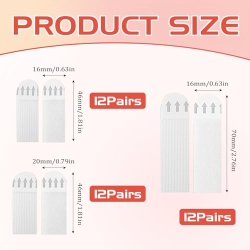 36 Paar (72 Stück) Klebestreifen zum Aufhängen von Bildern, Klebestreifen Klettband Streifen Bilder-Montagestreifen Poster Strips Bilderaufhängestreifen Drei Spezifikationen für Bilder Kunstwerke