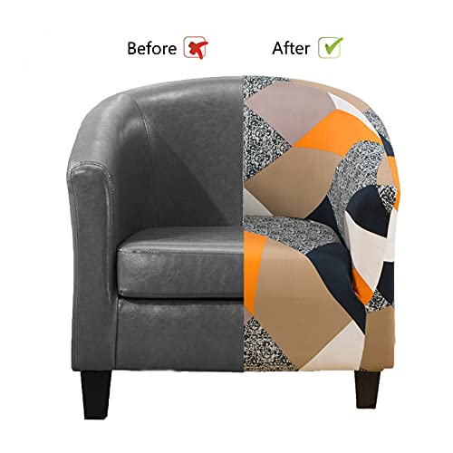 mmcrz Club Chair Slipcover, High Stretch Tub Chair Cover Removable & Washable Armchair Sofa Slipcover Furniture Protector for Living Room - Thumbnail 4
