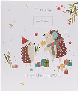 UK Greetings Christmas Card with Envelope - Lovely Design Two Hedgehogs and Gifts, Multi