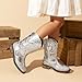 DREAM PAIRS Toddler Cowboy Boots Cowgirl Boots for Girls Square Toe Mid Calf Boys Western Fashion Riding Shoes for Toddler/Little Kid/Big Kid,Size 9 Toddler,Silver,KKUMMB2506