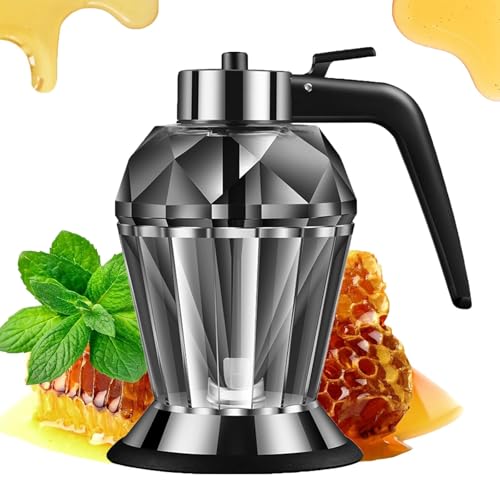Honey Dispenser, Glass Honey Dispenser No Drip, 6.76 Oz Honey Jar?Maple Syrup Dispenser, Honey Pot With Stand, Perfect Bee Decoration Home Kitchen?Home Decor for Any Occasion (200ML)