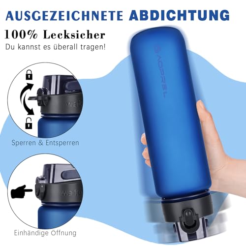 AOPREL Trinkflasche 1l, Trinkflasche Sport Tritan & BPA-Frei Wasserflasche Mit Filter und Bürste, Auslaufsicher Sportflasche Für Fitness, Wandern, Camping, Schule und Büro 3