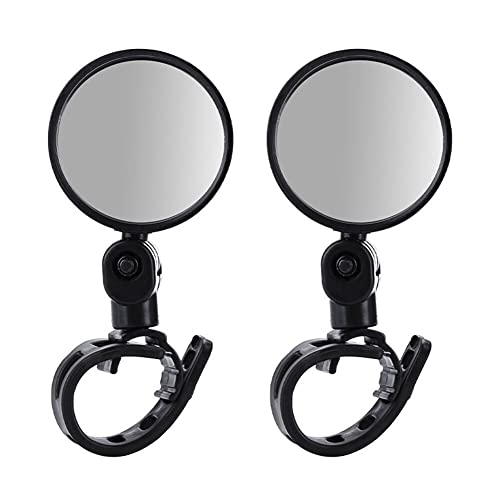 ihreesy Round Bike Mirrors,1 Pair ABS 15mm-35mm Adjustable Handlebar Rear View Mirrors 360°Rotation Motorcycle Mirror Handlebar Mount Universal Road Bicycle Mirror,#S