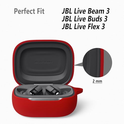 Image of Hamper Case Cover Compatible with JBL Live Beam 3 | Live Flex 3 | Live Buds 3 (Red)