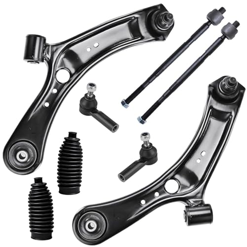 Image of Detroit Axle - 8pc Front End Control Arms Kit for 07-13 Suzuki SX4, 2 Lower Control Arms w /Ball Joint 2 Boots 4 Tie Rods 2007 2008 2009 2010 2011 2012 2013 Replacement