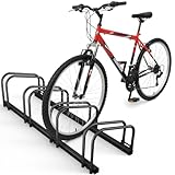 vounot® Râtelier Vélo 4 Vélos Range Vélo Système Range Vélo Rangement pour Vélo Support pour Bicyclette Sol ou Mural en Acier Revêtu Support de Rangement Vélo Jardin ou Garage Râtelier Familial Noir