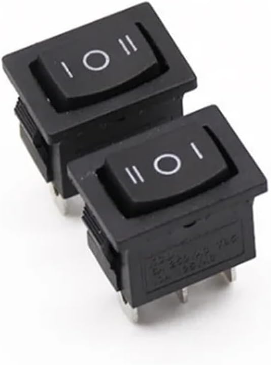 Power switch, Rocker Switch, Pack Of 5 KCD1 Black 3 Pin 6 On Off On 6A 250V 10A 125V(3 Pin Self Reset)