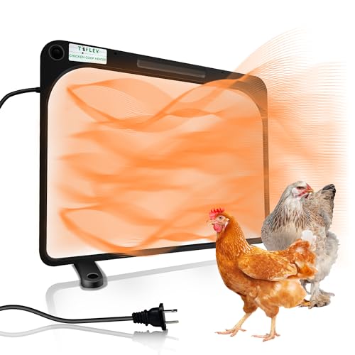Tiflev Dual Sided Chicken Coop Heater for Winter, 2 * 100 Watts Chicken Heater with Independent Switch and 9.8 FT Power Cord, Energy Efficient Heating Panel with Thermostat for Poultry